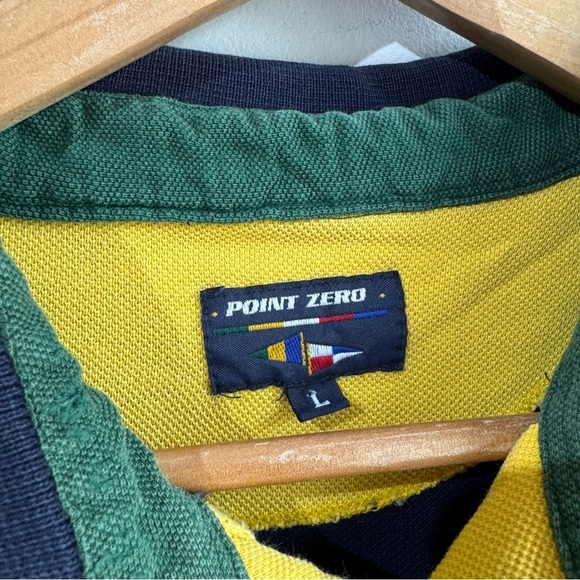 Vintage 90s Y2K Point Zero Colour Block Polo Mens L Multicolour T-Shirt 00s GUC - Picture 3 of 10